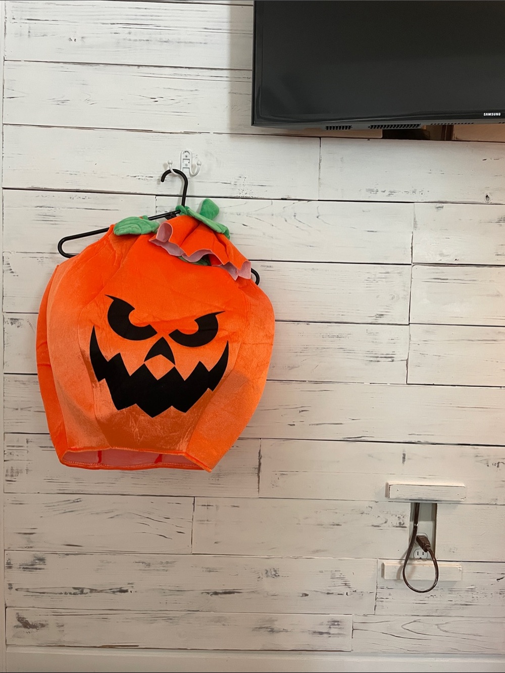 Kids Orange Pumpkin Costume with Green Leaf Top - Unbranded
